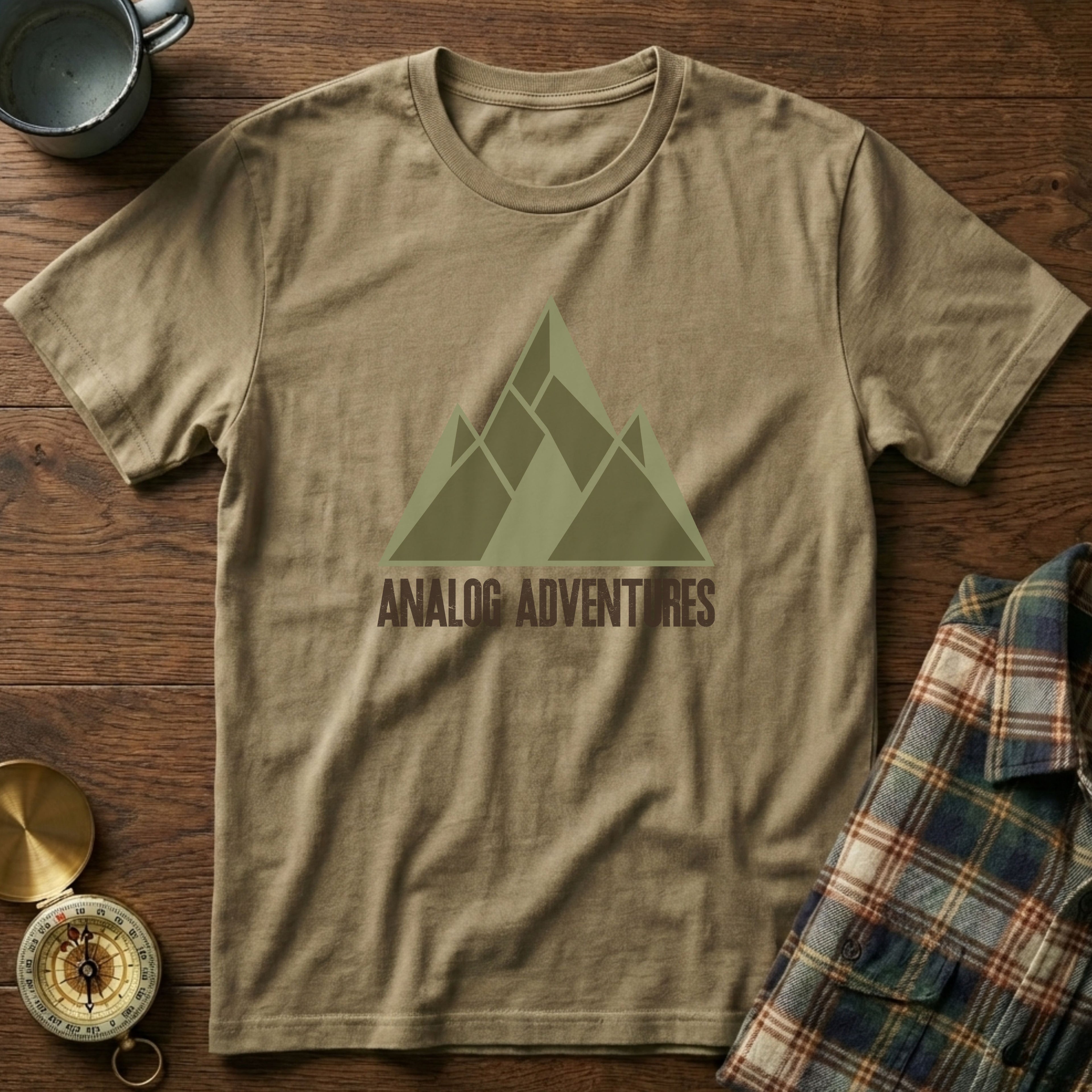 Analog Adventures Retro Geometric T-Shirt in Khaki