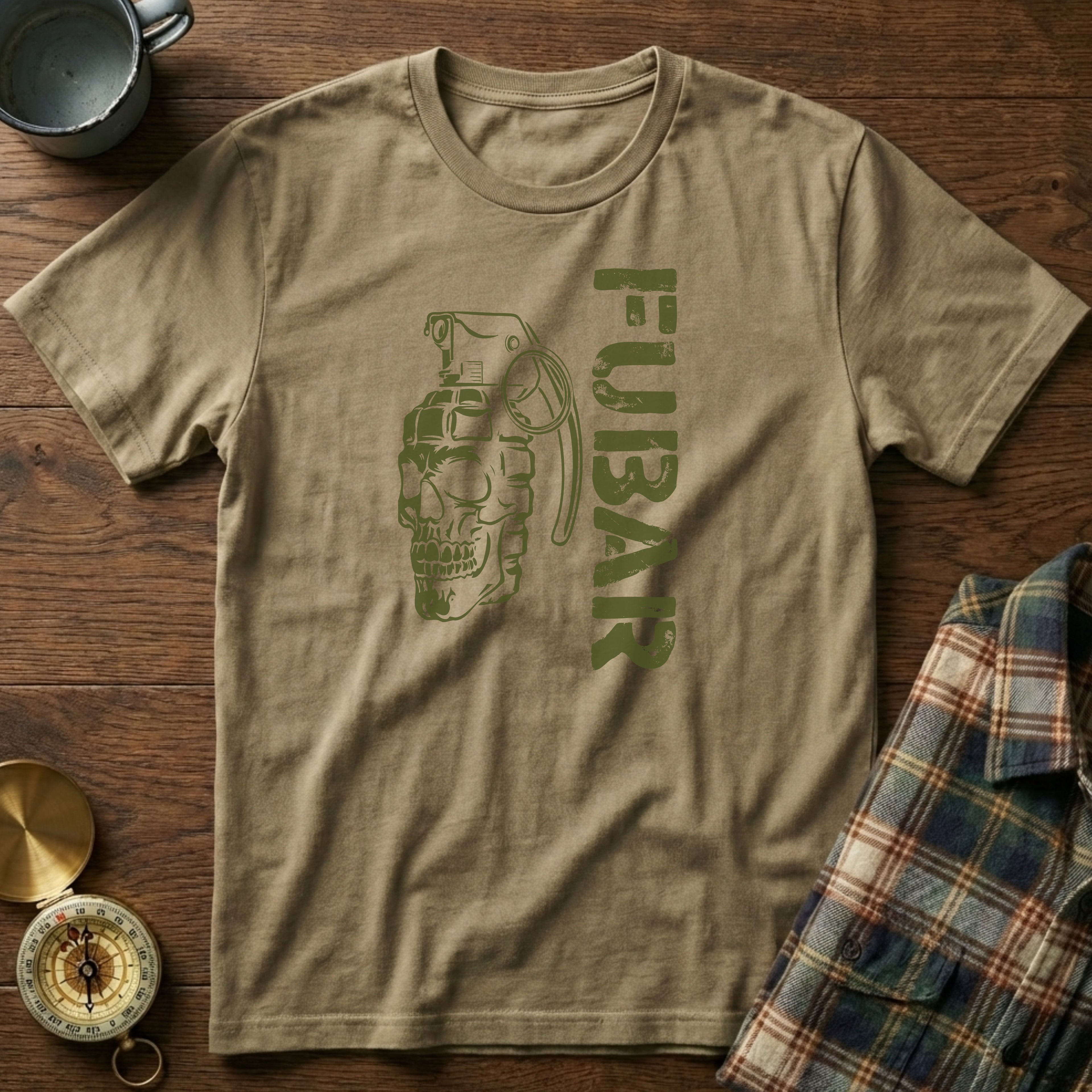 FUBAR Skull Grenade T-Shirt in Khaki