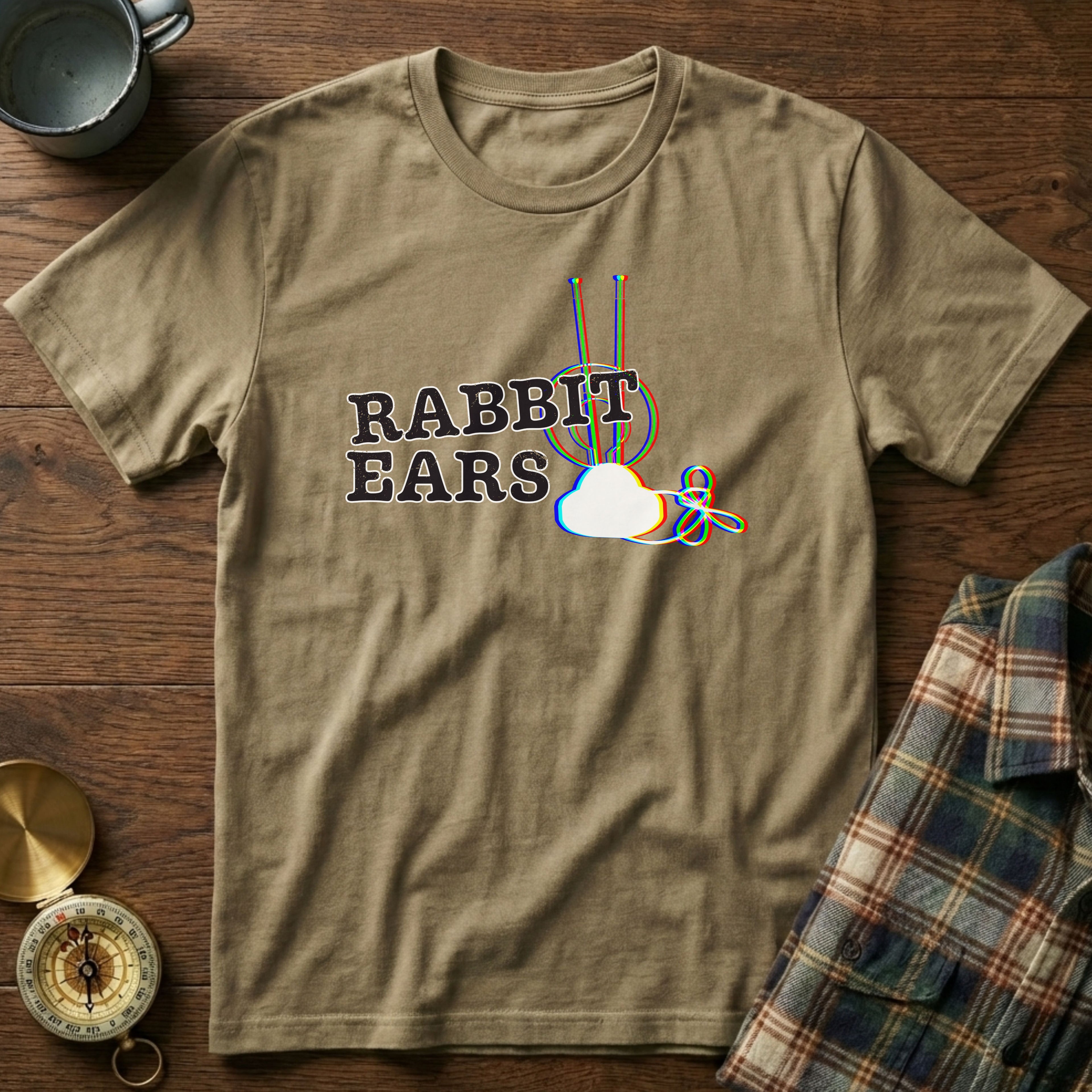 RABBIT EARS Glitch EDM T-Shirt in Khaki