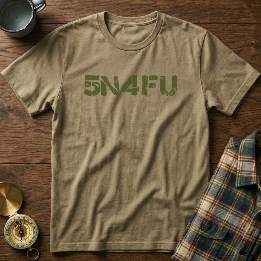 SNAFU (5N4FU) ADHD Humor T-Shirt in Khaki