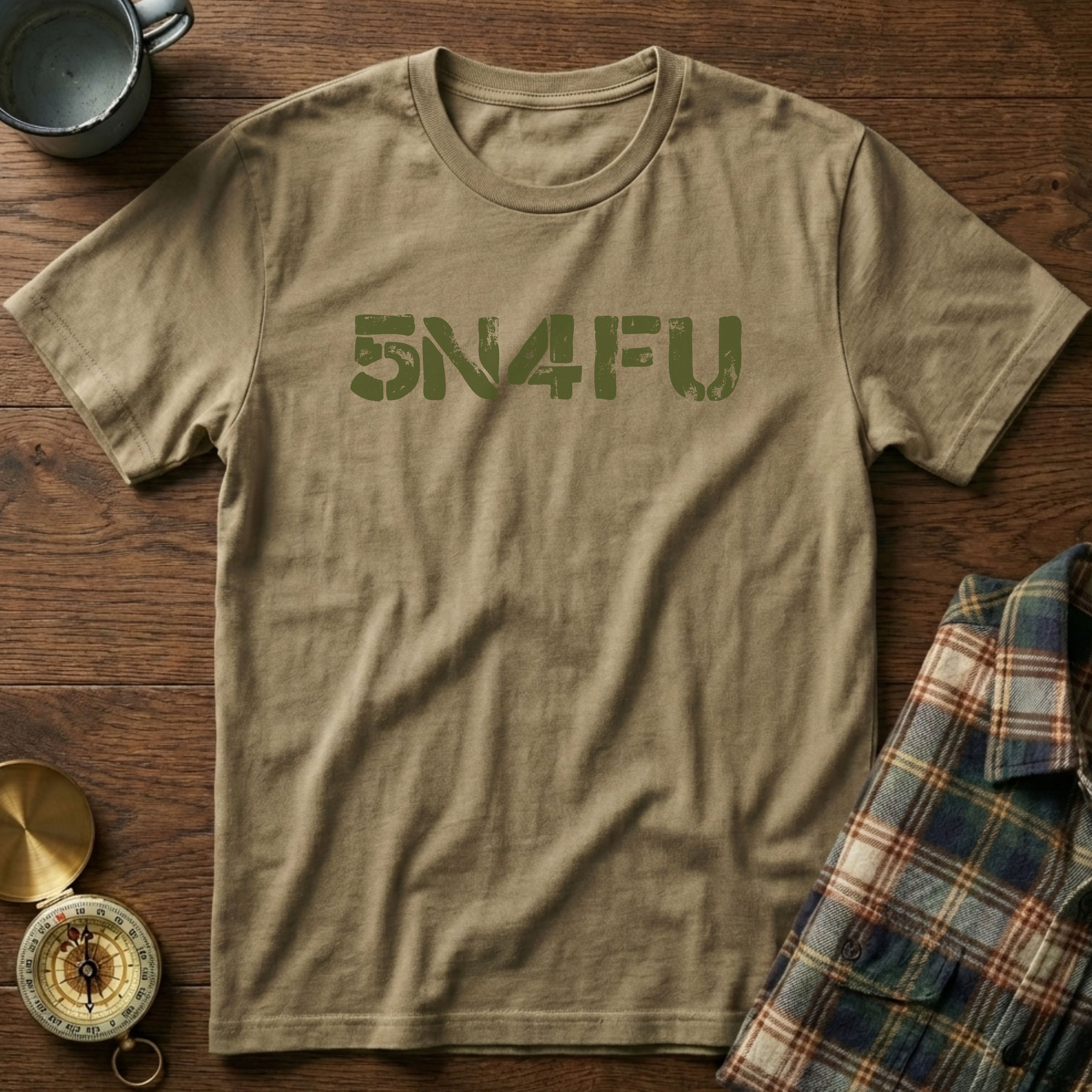 SNAFU (5N4FU) ADHD Humor T-Shirt in Khaki