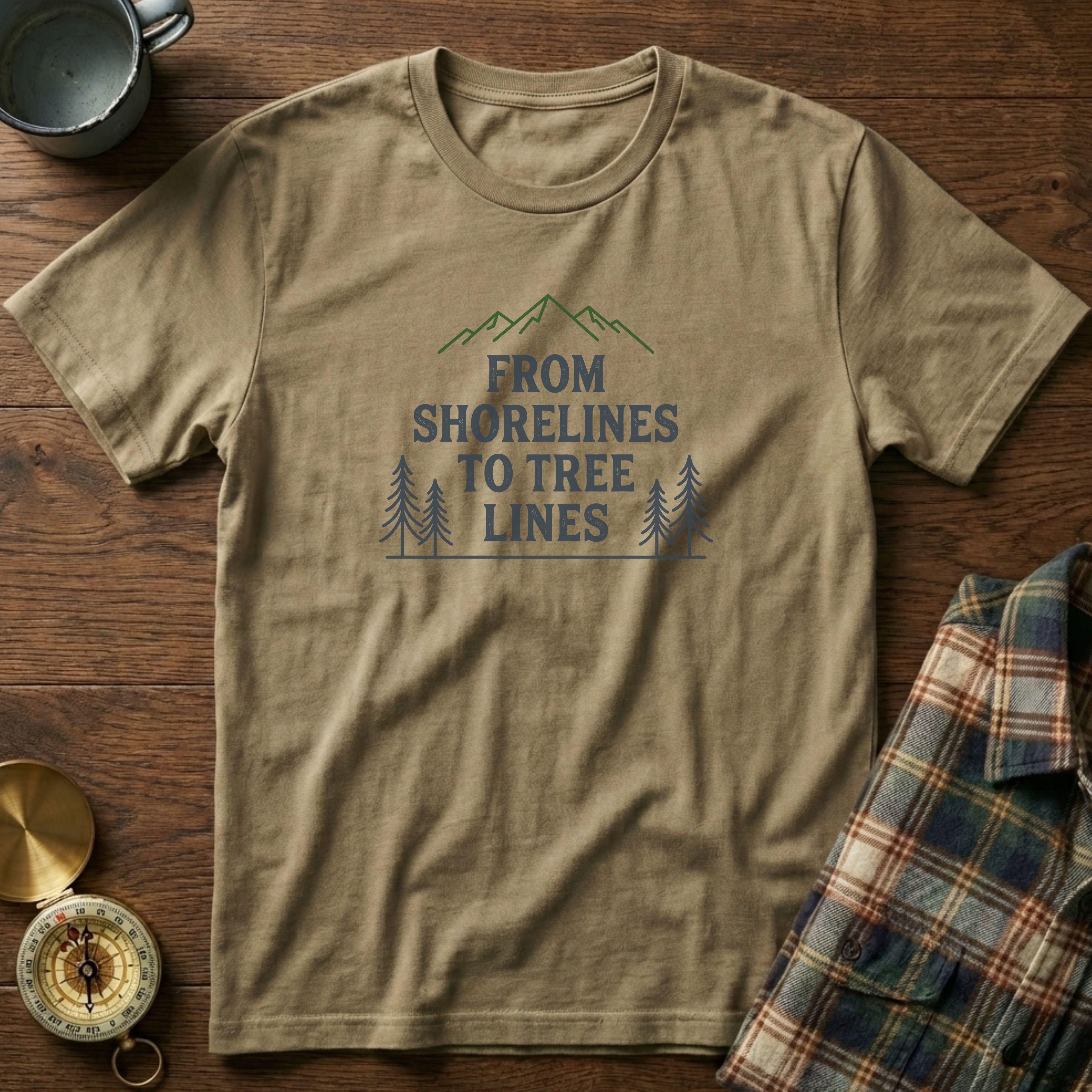 From Shorelines To Tree Lines T-Shirt in Khaki