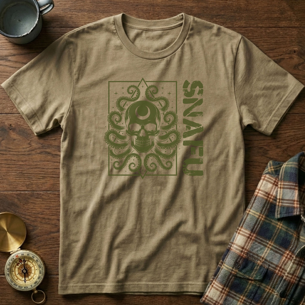 SNAFU Octopus Skull T-Shirt in Khaki