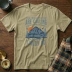 The Mountains Are Calling Wifi And Internet Is Terrible T-shirt in Khaki