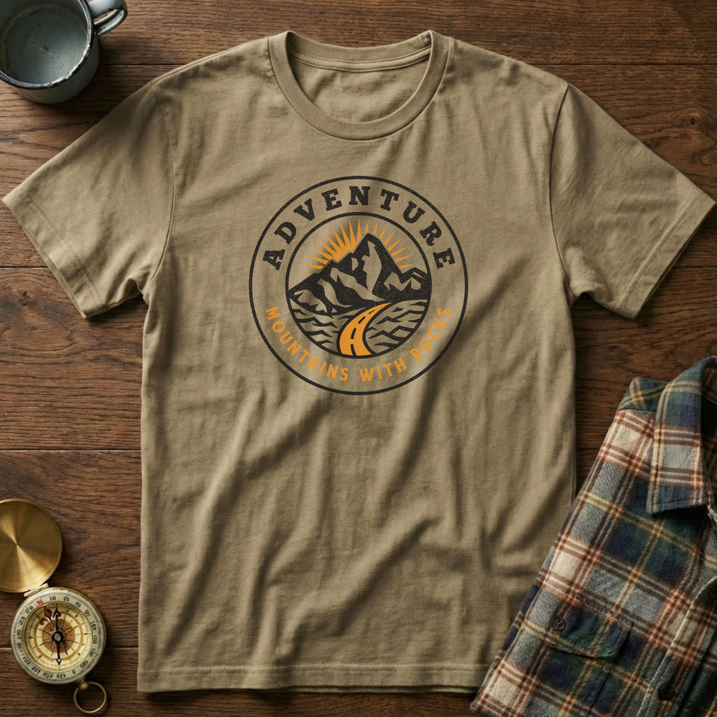 Distant Peaks Adventure Badge T-Shirt in Khaki