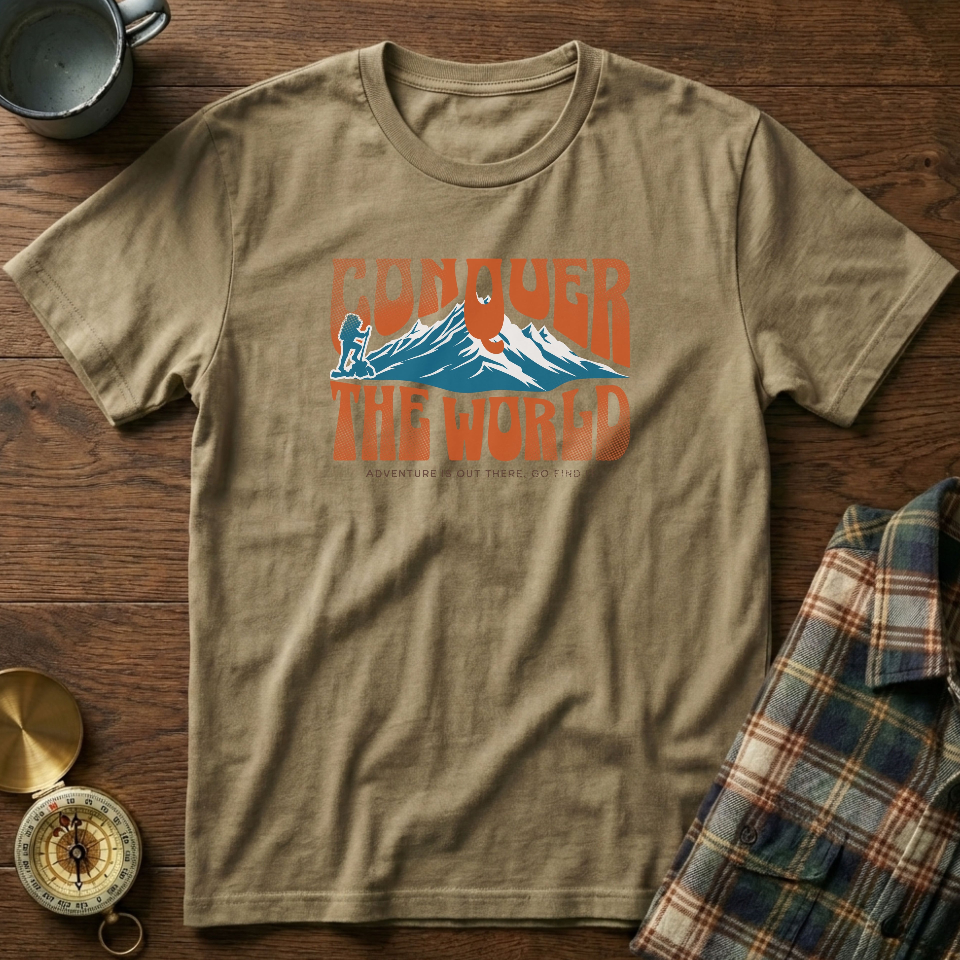 CONQUER THE WORLD T-Shirt in Khaki