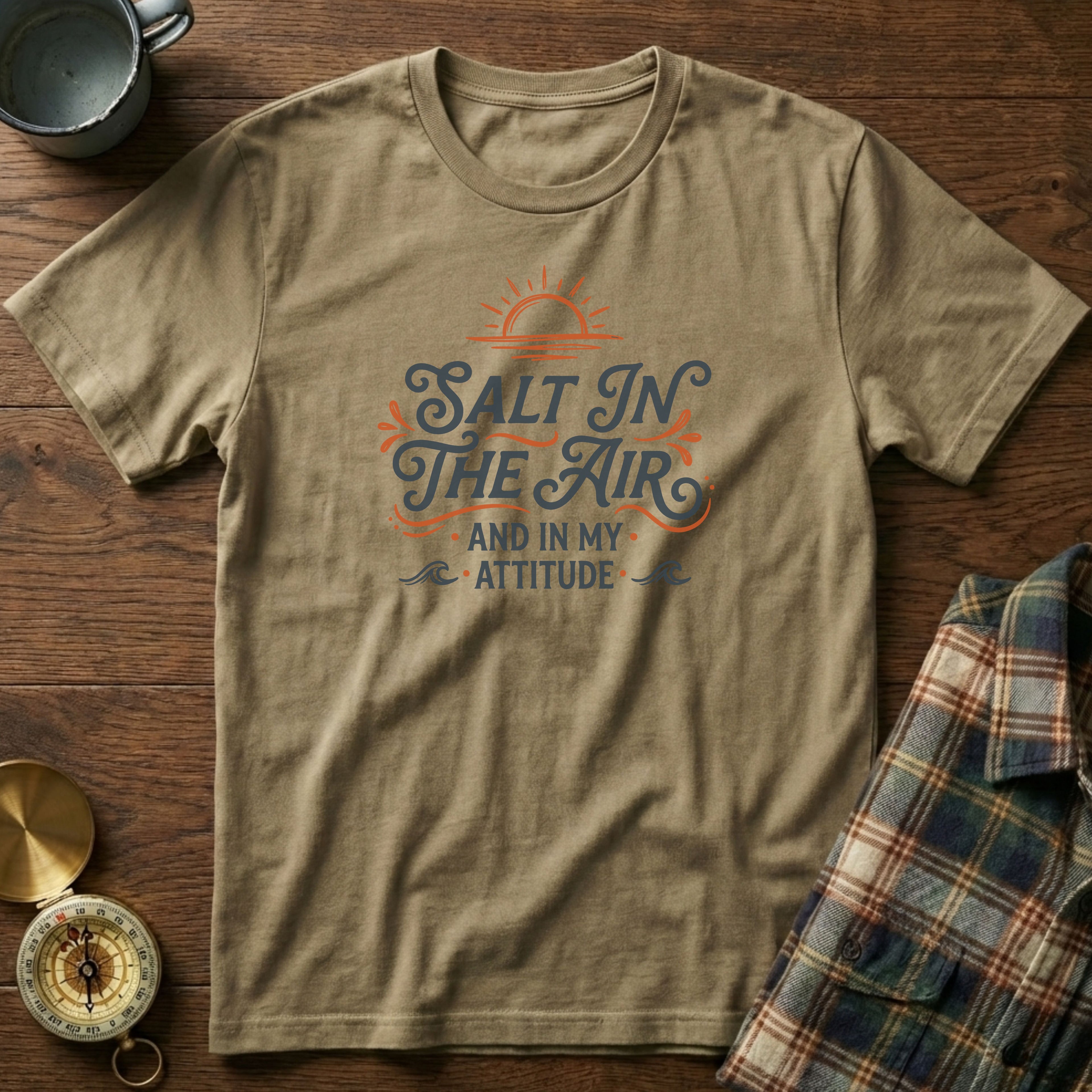 Salt In The Air And In My Attitude T-Shirt in Khaki