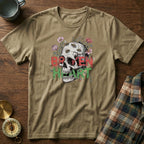 Broken Heart Skull Floral Goth T-Shirt in Khaki