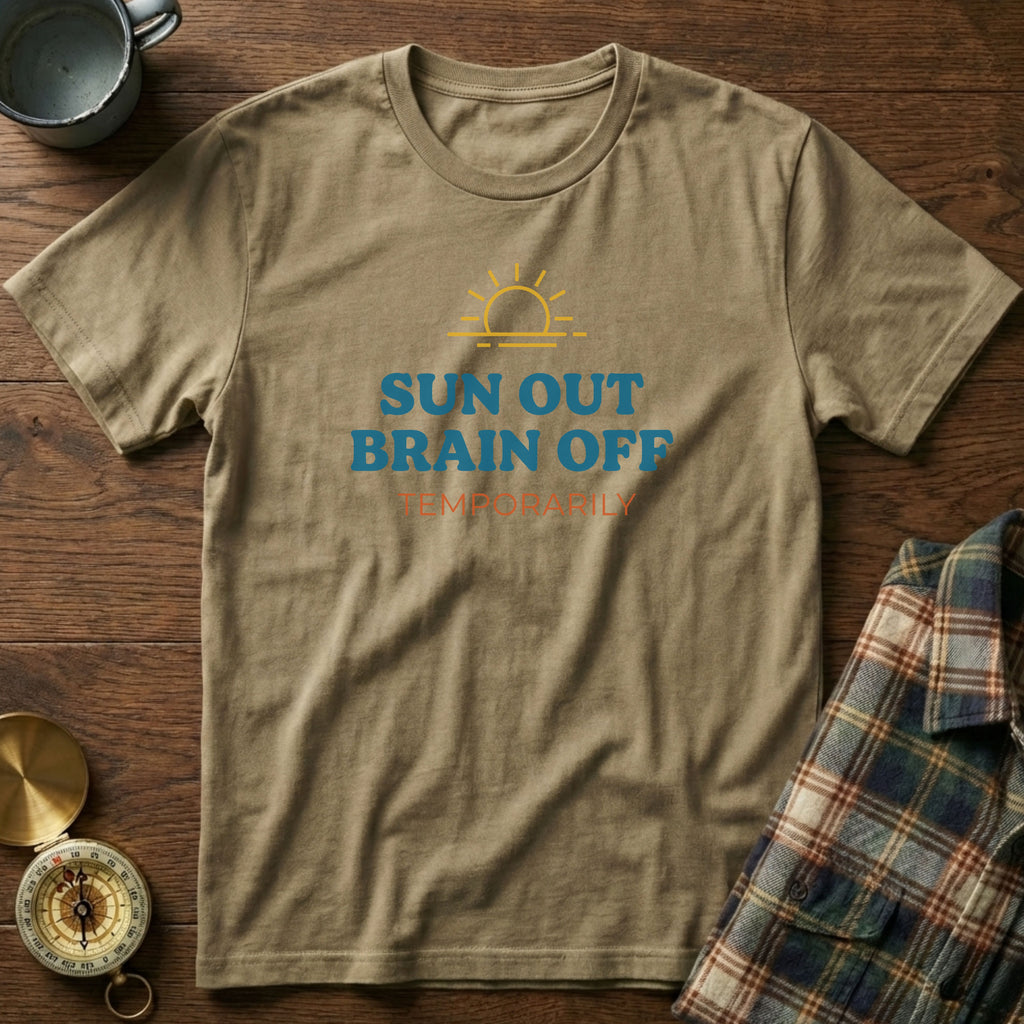 Coastal Escape Sun Out Brain Off T-Shirt in Khaki