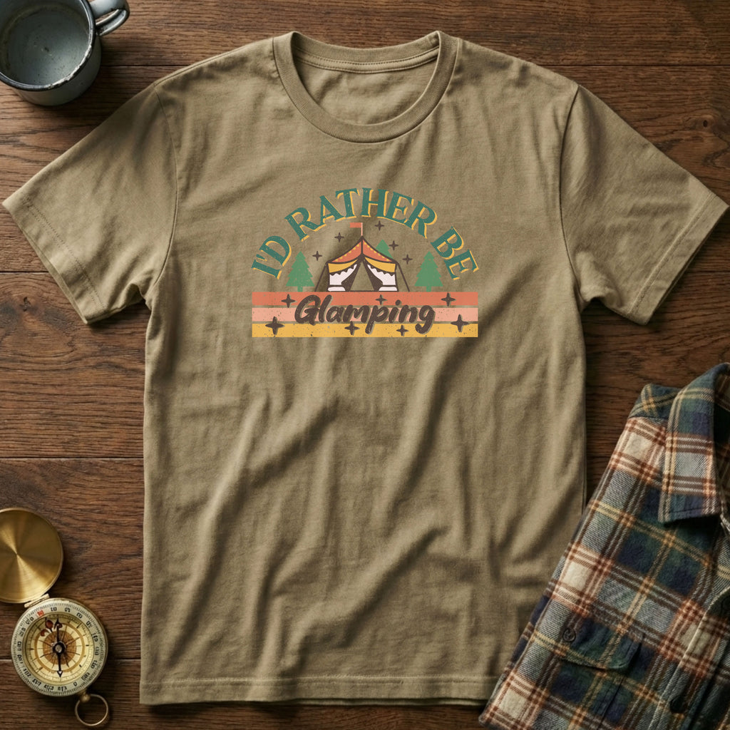 I'd Rather Be Glamping T-Shirt in Khaki