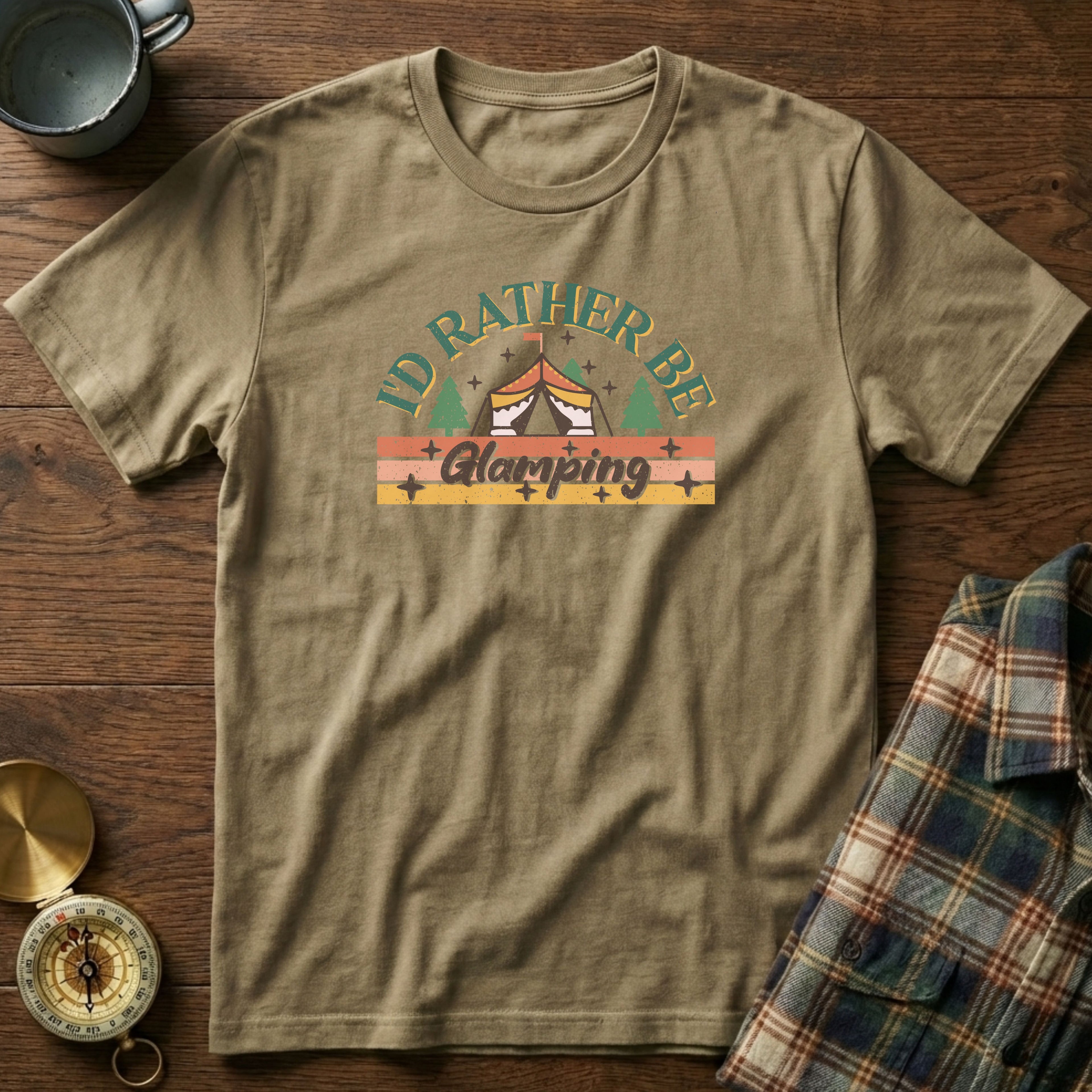 I'd Rather Be Glamping T-Shirt in Khaki