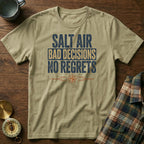 Salt Air Bad Decisions No Regrets Nautical T-Shirt in Khaki
