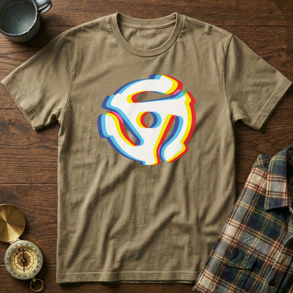 45 Vinyl Adapter Glitch T-Shirt in Khaki