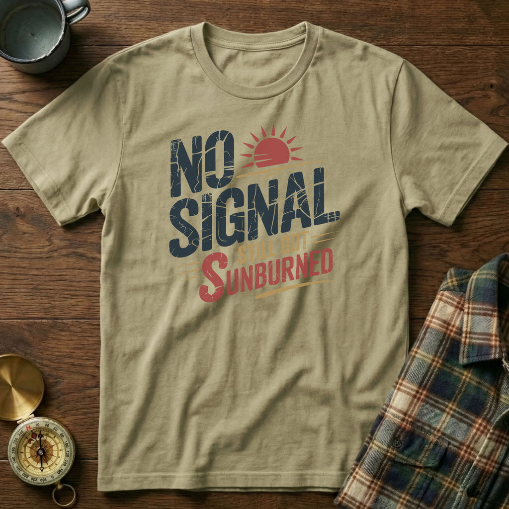 No Signal Still Got Sunburned Coastal Local T-Shirt in Khaki
