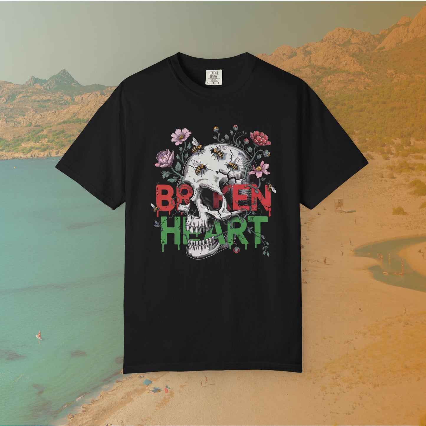 Broken Heart Skull T-Shirt | Dark Floral Goth Graphic Tee | Dark Cottagecore Aesthetic