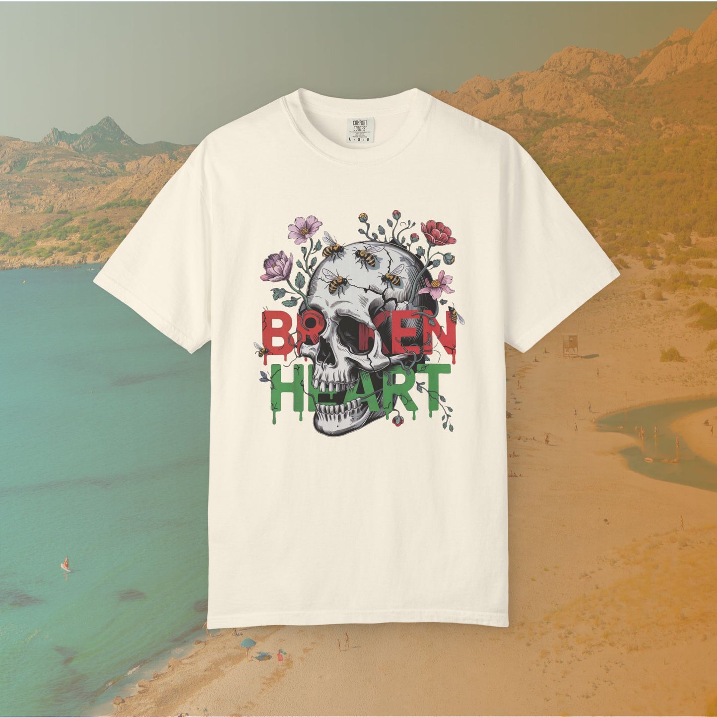 Broken Heart Skull T-Shirt | Dark Floral Goth Graphic Tee | Dark Cottagecore Aesthetic