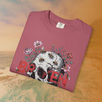 Broken Heart Skull Floral Goth T-Shirt