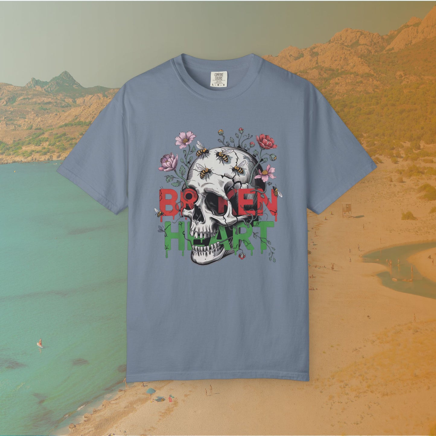 Broken Heart Skull T-Shirt | Dark Floral Goth Graphic Tee | Dark Cottagecore Aesthetic