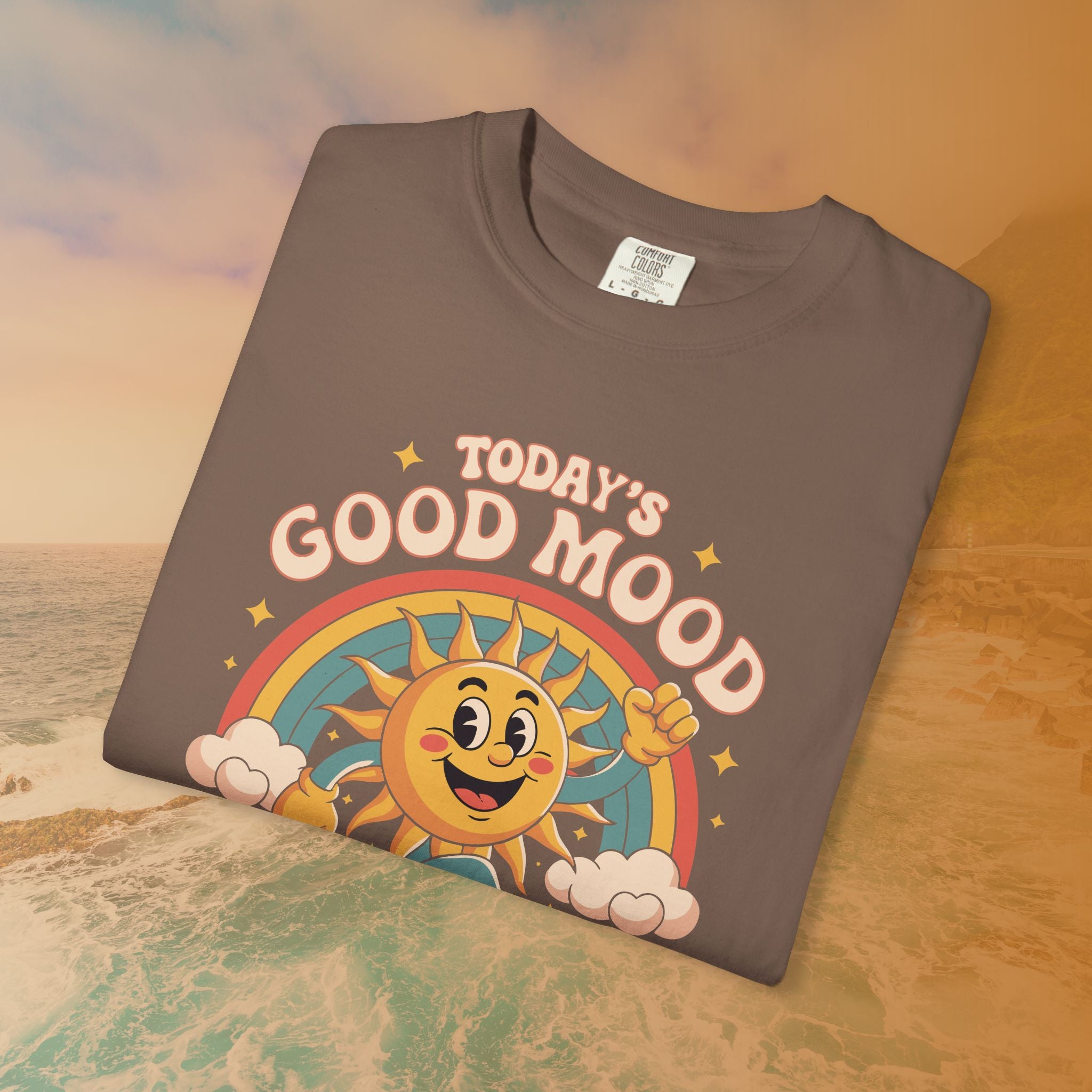 Today's Good Mood Sponsored by Dog Walks Groovy Retro T-Shirt | Dog Mom Dog Dad Gift Shirt