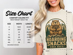 Size chart for Comfort Colors 1717 heavyweight adult tee with a groundhog graphic.