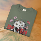 Broken Heart Skull Floral Goth T-Shirt