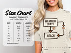 Comfort Colors 1717 heavyweight adult tee size chart with width and length measurements in inches.