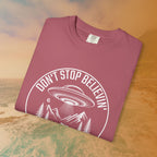 DON'T STOP BELIEVIN' UFO Camping T-Shirt