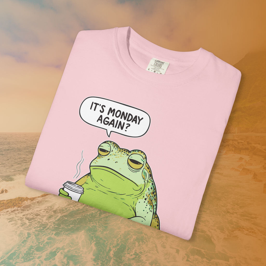 Funny Monday Frog Coffee Shirt | It's Monday Again Slogan Tee