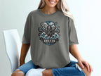 KRAKEN BEYOND THE DEPTHS kraken octopus design on a gray t-shirt