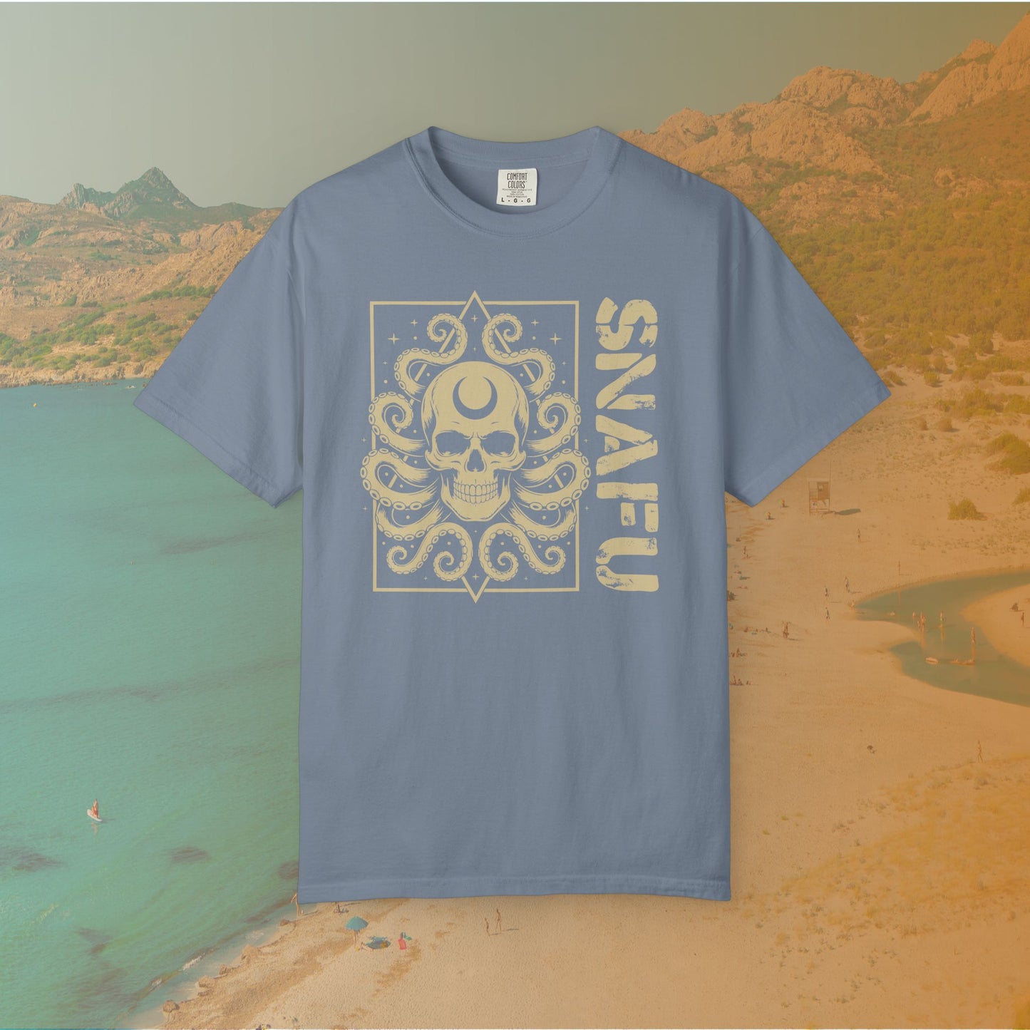 SNAFU Octopus Skull T-Shirt | Cosmic Horror Lovecraftian Grunge Graphic Tee | Military Slang Apparel