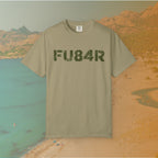 khaki t-shirt Graphic T-shirt featuring the large, distressed, military-style stencil text "FU84R" (a numeric replacement for FUBAR)