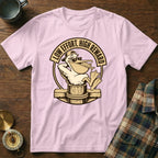 Pink t-shirt with cartoon pelican holding a fish and text "LOW EFFORT, HIGH REWARD".