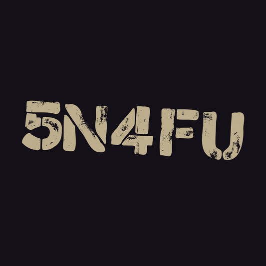 Text '5N4FU' in beige on a black background