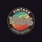 Vintage 1966 limited edition logo with colorful design on a black background