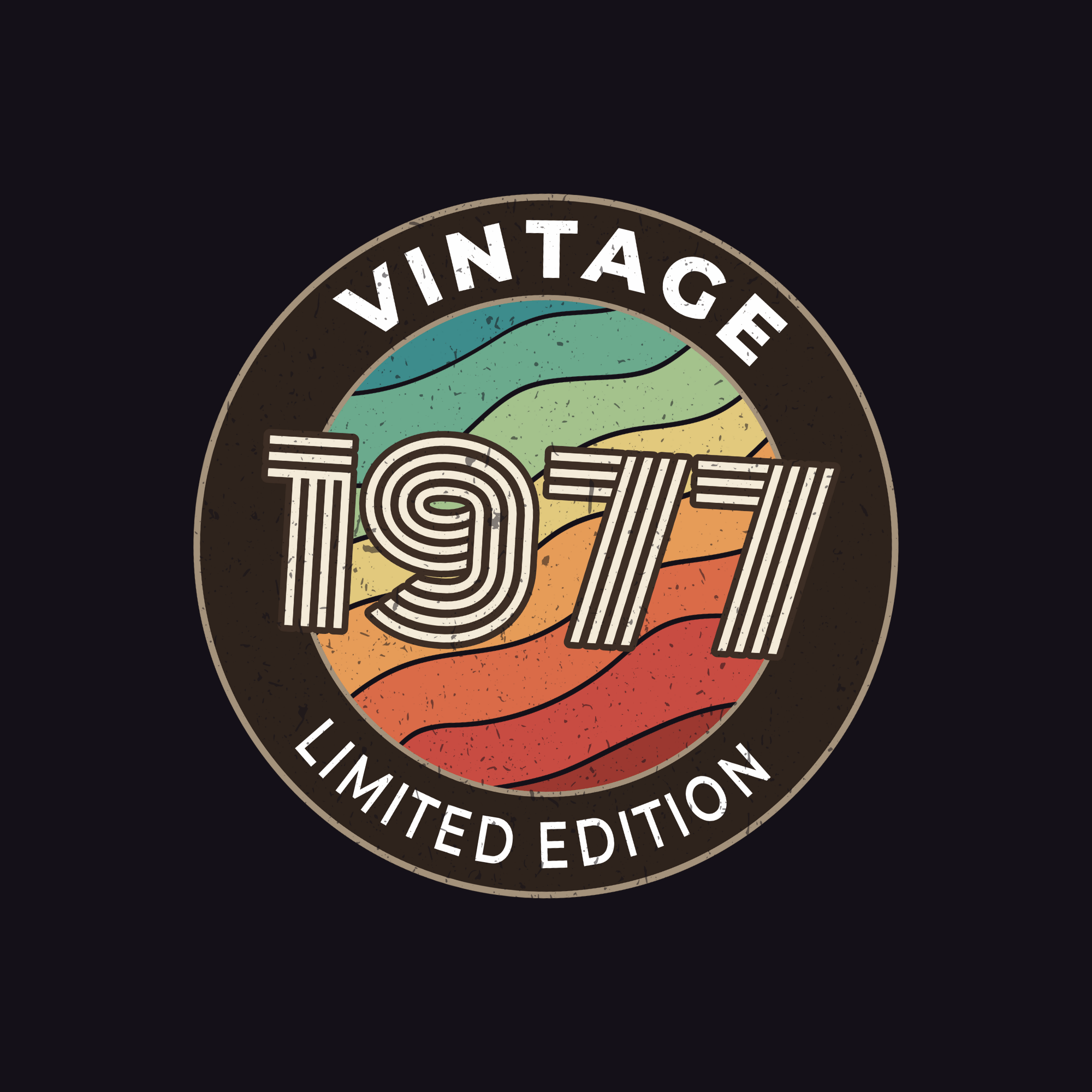 Vintage 1977 limited edition logo on a black background