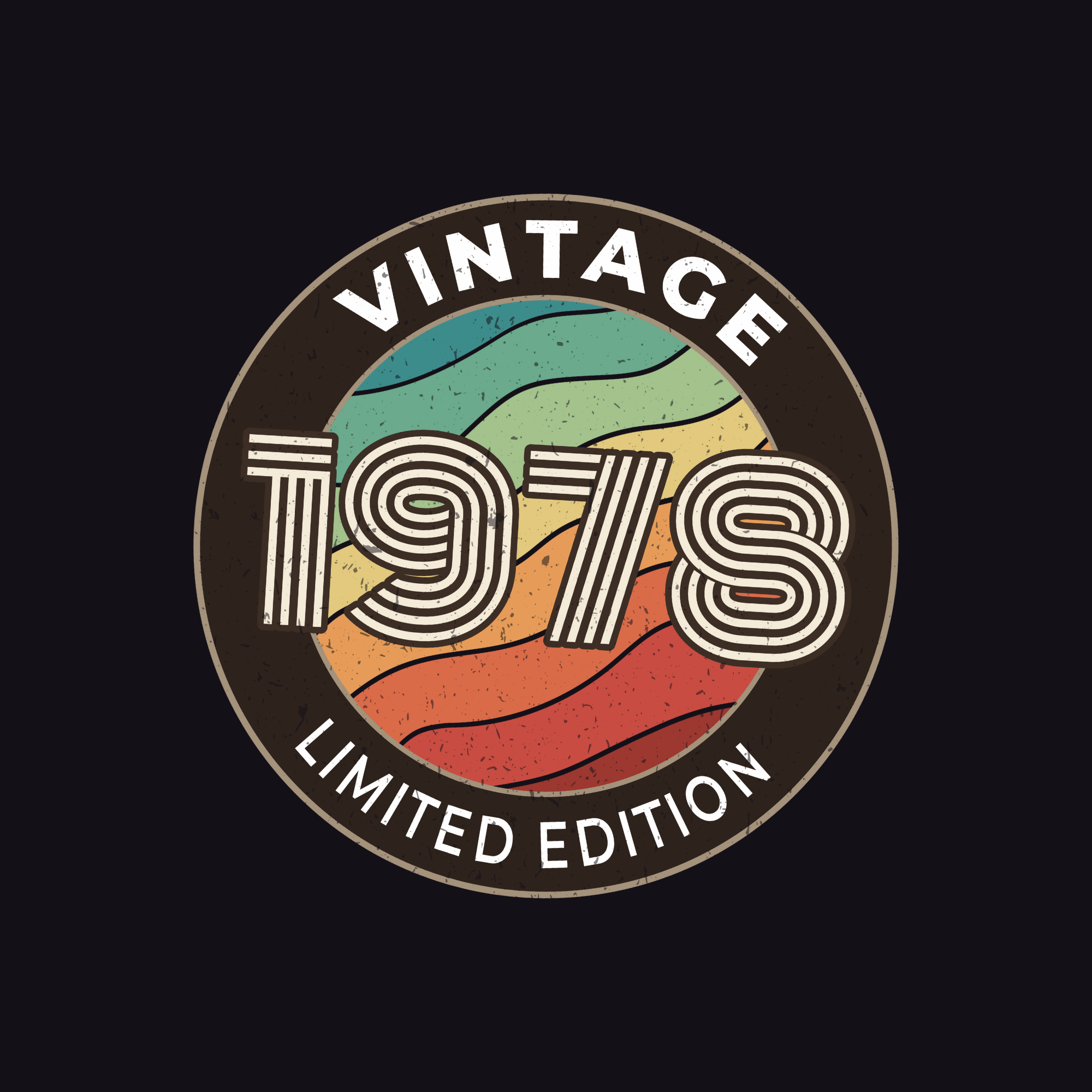 Vintage 1978 limited edition logo with colorful design on a black background