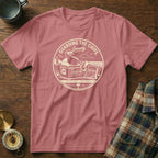 Dusty rose t-shirt with seagull design "Guarding the Chips".