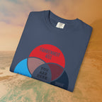 Dystopian Novels Venn Diagram T-Shirt | 1984, Fahrenheit 451, Brave New World Literary Tee