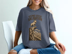T-shirt graphic with goat on cliff, "Views Over Validation" text.