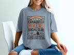 Exhausted Hikers Social Club campfire division t-shirt with distressed graphic.