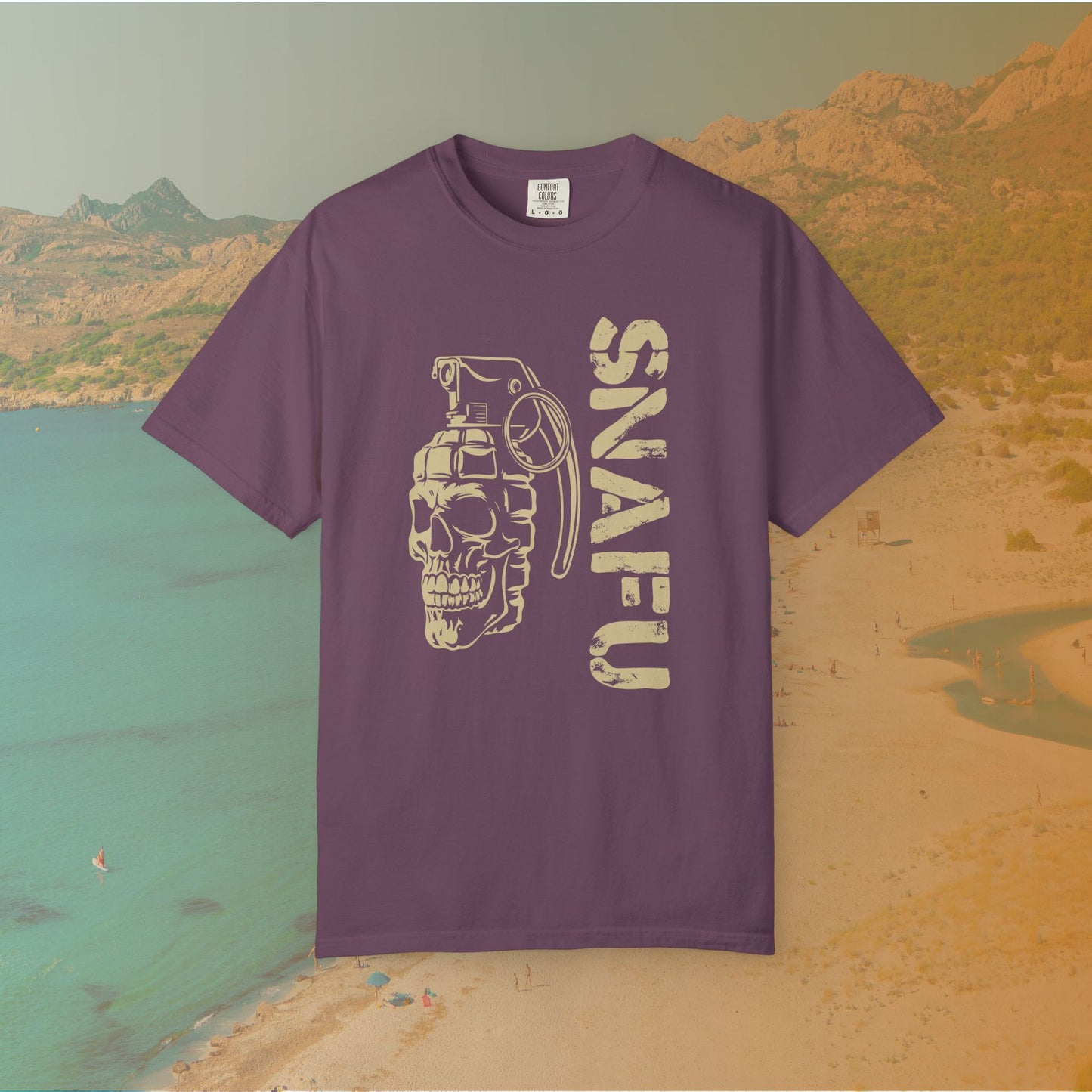 SNAFU Skull Grenade T-Shirt | Military Slang Veteran Gift | Grunge Dark Aesthetic Apparel