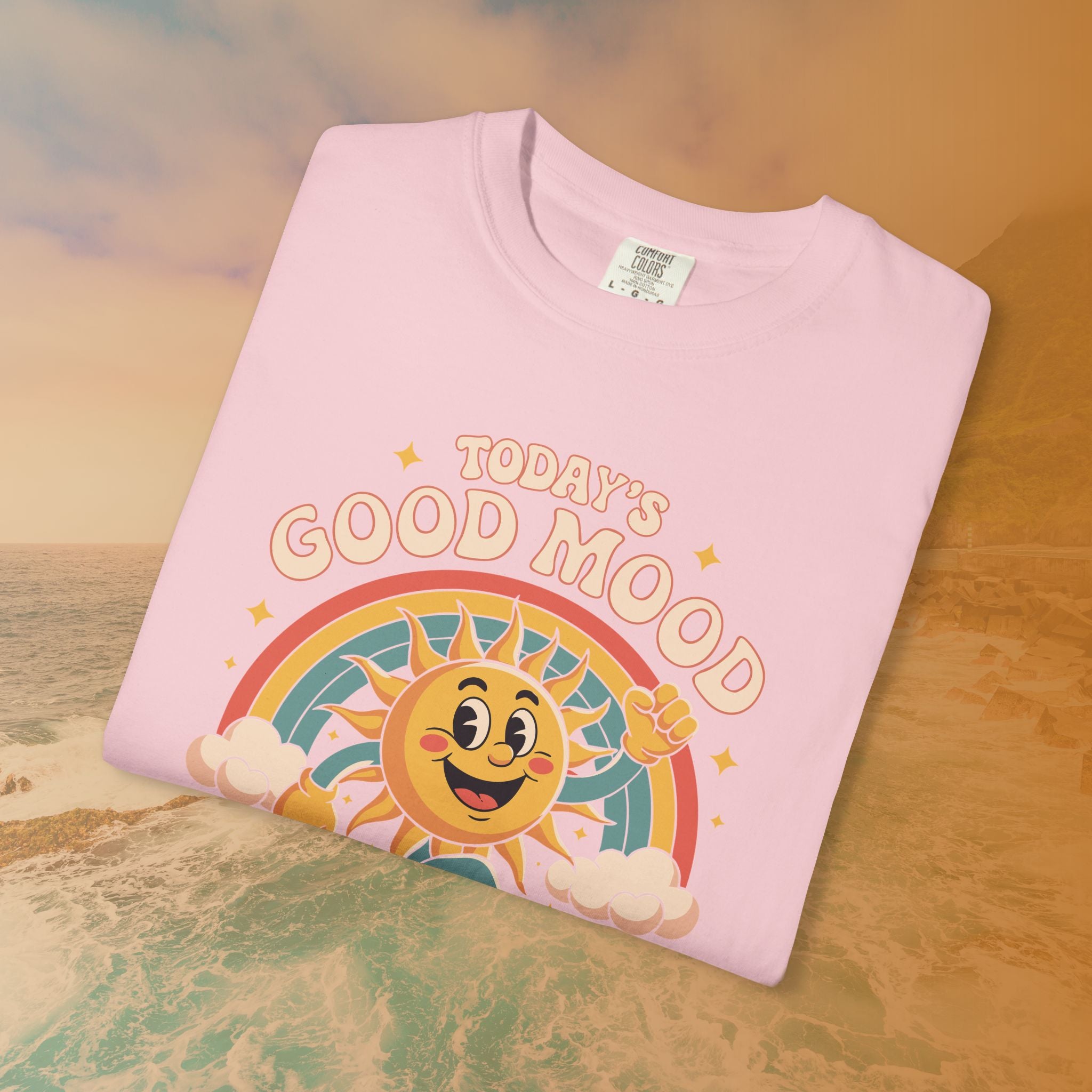 Today's Good Mood Sponsored by Dog Walks Groovy Retro T-Shirt | Dog Mom Dog Dad Gift Shirt