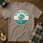 T-shirt with a graphic of a cool jellyfish wearing sunglasses, "No Spine, No Problem".