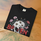 Broken Heart Skull Floral Goth T-Shirt