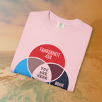 Dystopian Novels Venn Diagram T-Shirt | 1984, Fahrenheit 451, Brave New World Literary Tee
