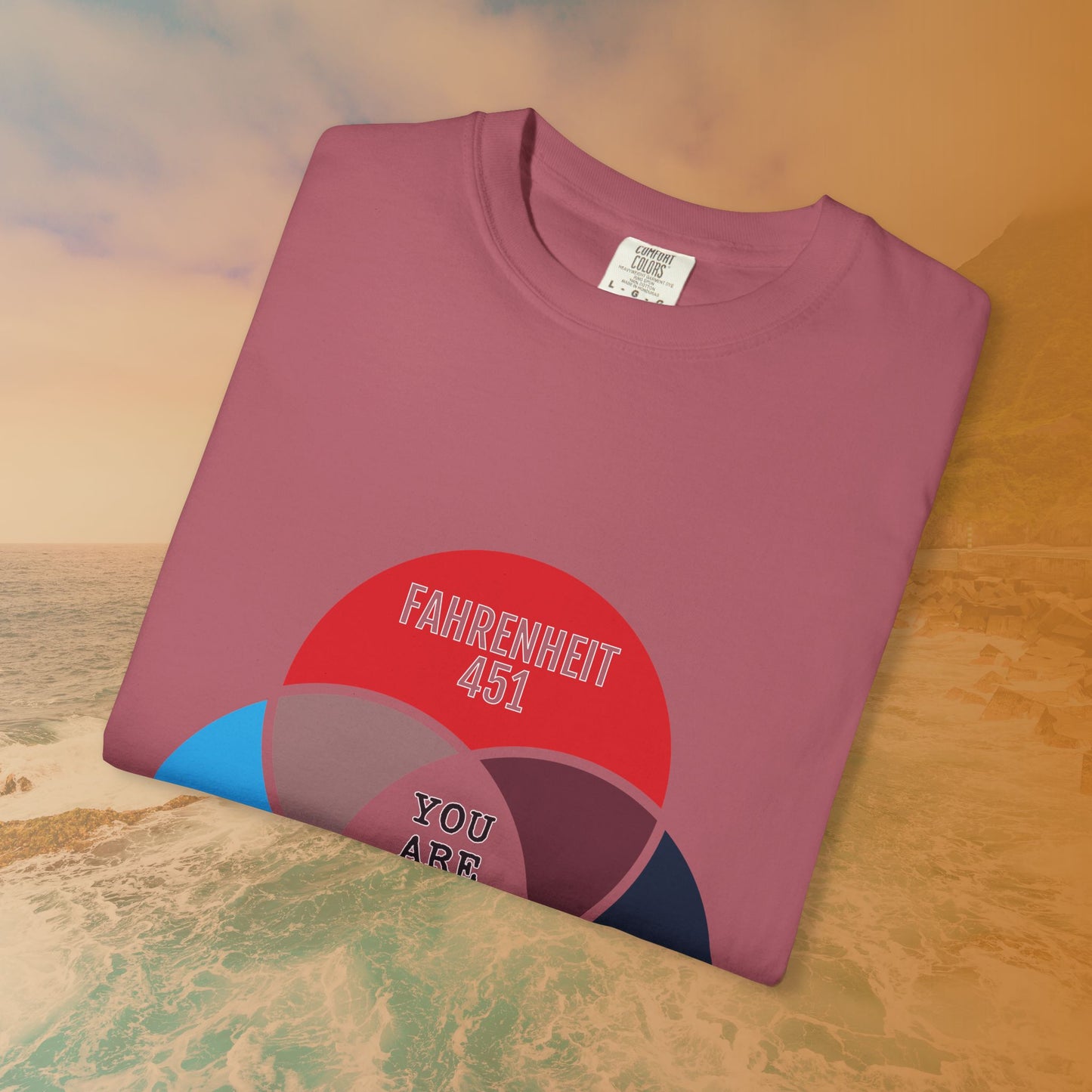 Dystopian Novels Venn Diagram T-Shirt | 1984, Fahrenheit 451, Brave New World Literary Tee