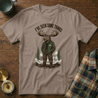 Moose wearing a jacket and pants with text "I've Seen Some Things".