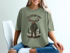 Green t-shirt with illustration of a moose in a jacket and text "I'VE SEEN SOME THINGS".