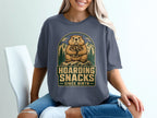 Groundhog hoarding nuts with text "Hoarding Snacks Since Birth".