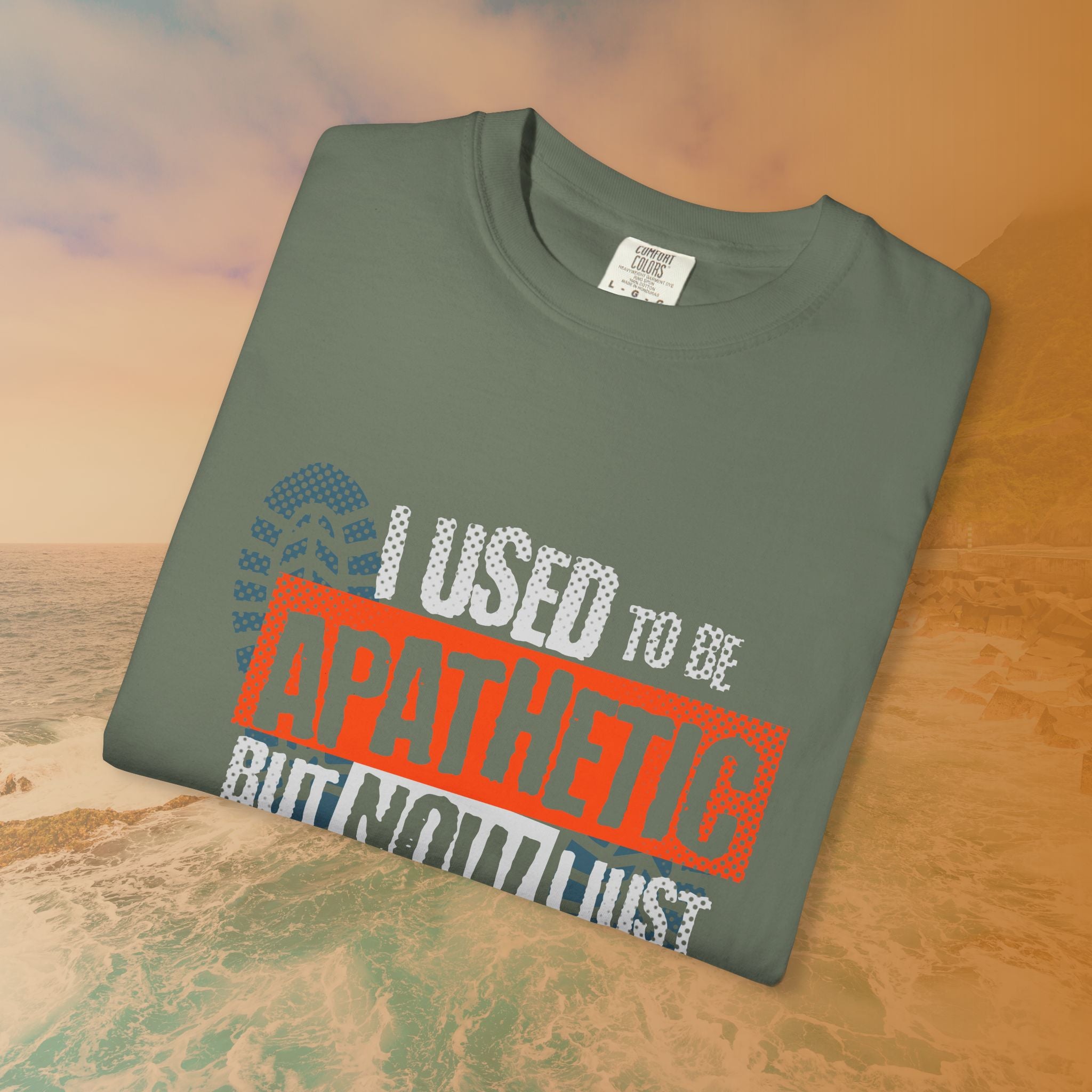 I USED TO BE APATHETIC BUT NOW I JUST DON'T CARE T-Shirt | Sarcastic Funny Quote Tee | Emo/Alt Graphic